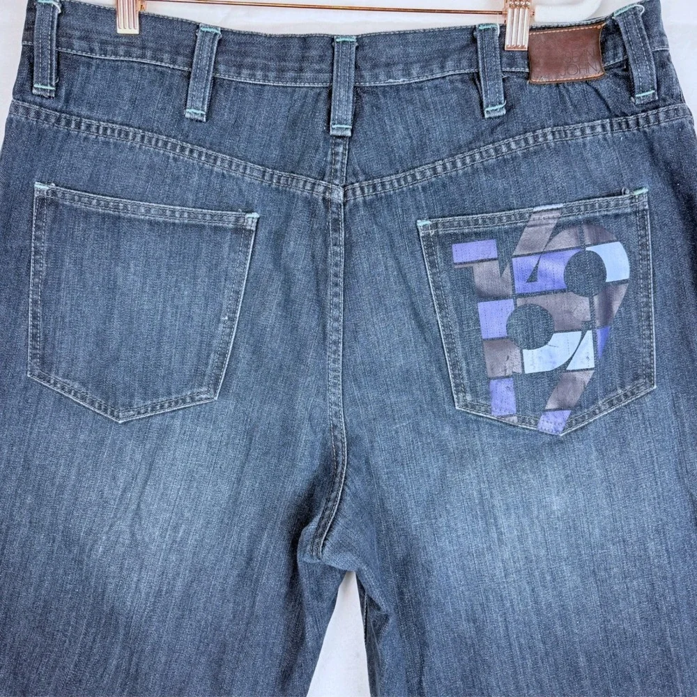 Vintage Y2K Sean John Mens 38 Baggy Denim Jorts Hong Kong Graphic Pocket Shorts